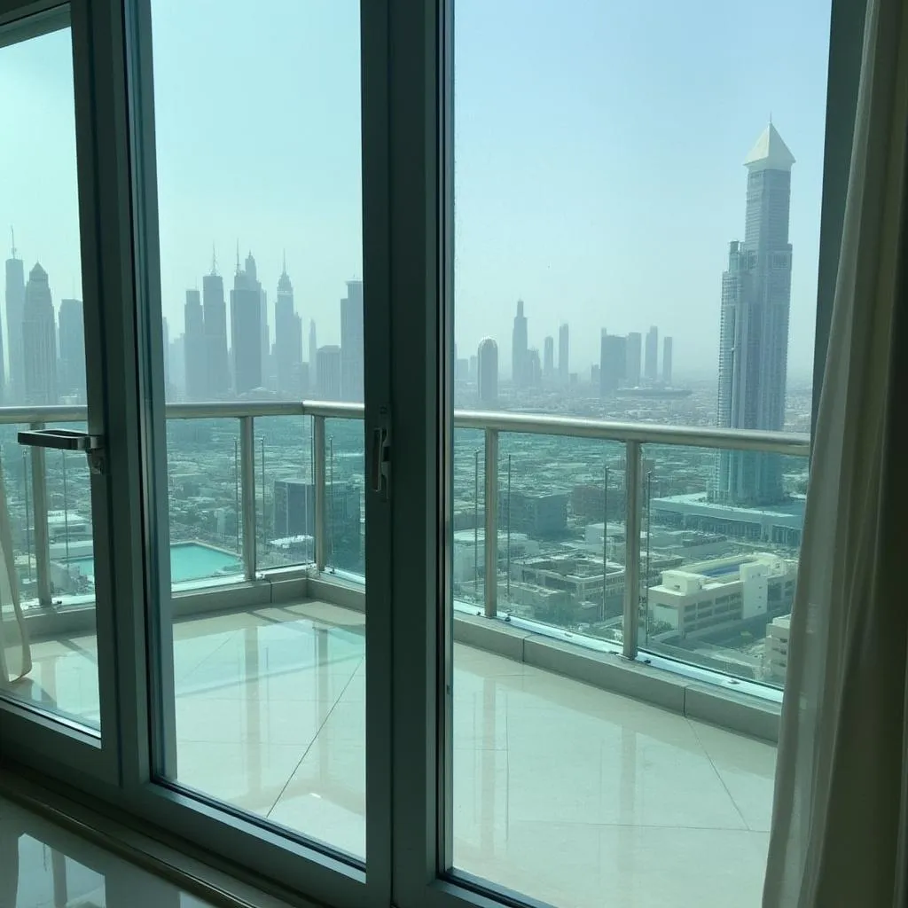 نوافذ زجاجية نظيفة تطل على منظر خلاب