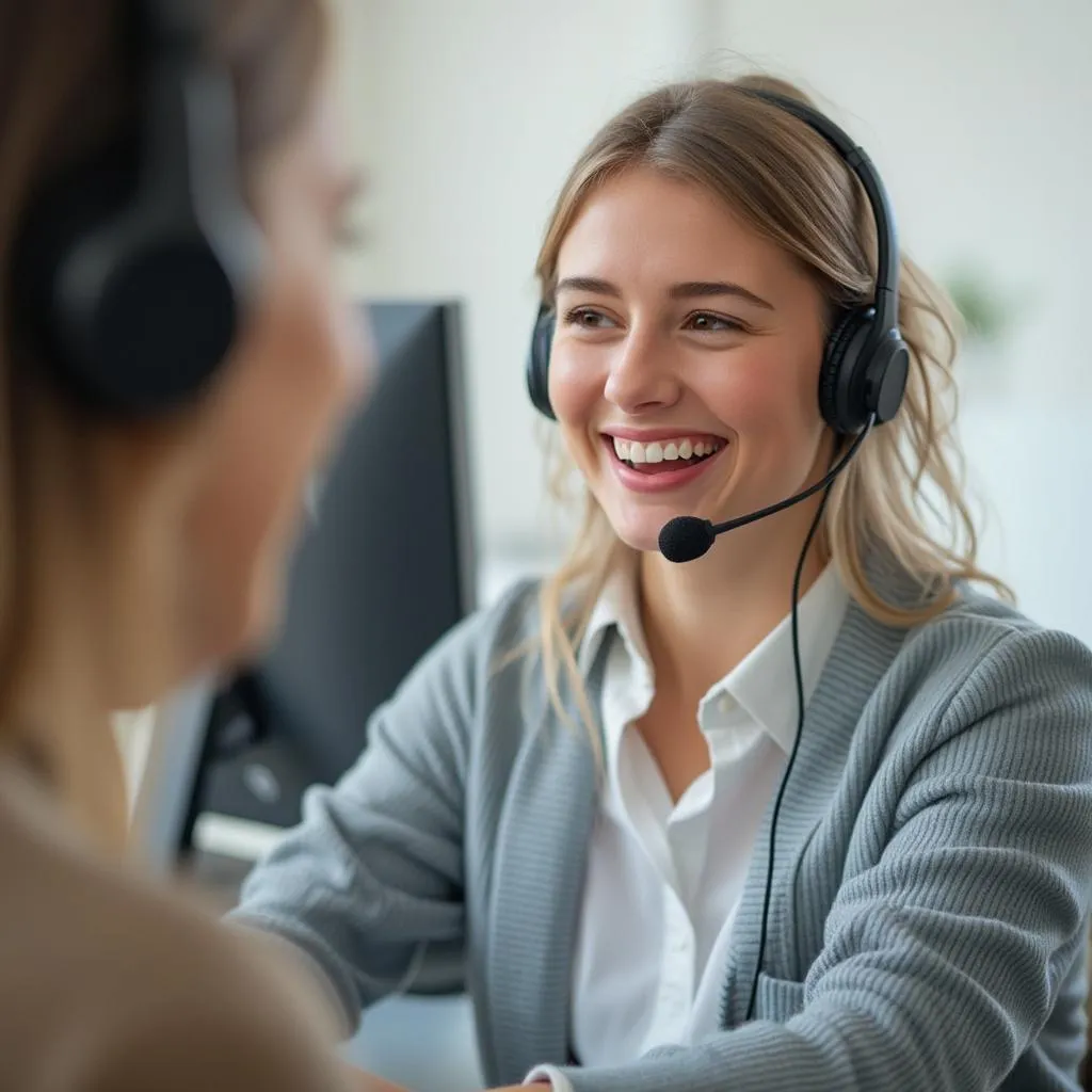 موظف خدمة عملاء يتحدث مع عميل